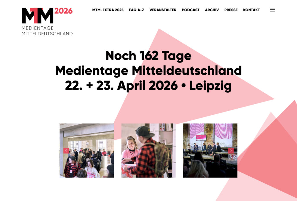 Screenshot Medientage-Mitteldeutschland-Website Webdesign konferenz website