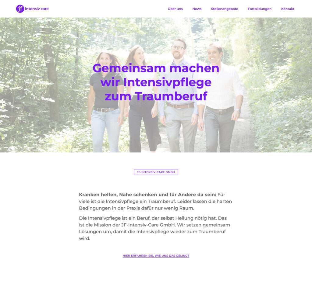 Webdesign von jf intensiv care aus München